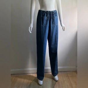 Liz Claiborne Wide Legs Dark Blue Denim Pants Jeans Trousers Size 8 NWOT